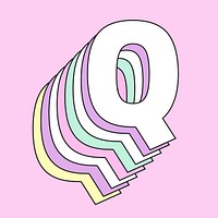 3d pastel letter q vector typography