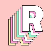 Layered pastel letter r vector typography