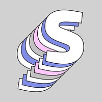 Retro 3d letter s vector pastel typography