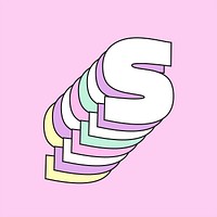 Retro 3d letter s vector pastel typography