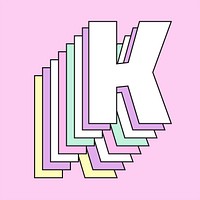 3d pastel letter k vector typography