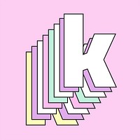 Retro 3d letter k vector pastel typography