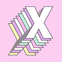 Retro 3d letter x vector pastel typography