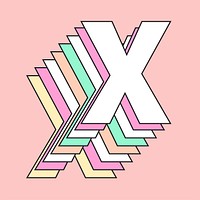 Layered pastel letter x vector typography