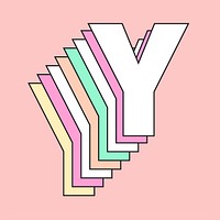 Retro 3d letter y vector pastel typography