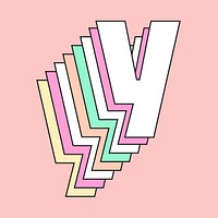 Retro 3d letter y vector pastel typography