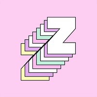 Retro 3d letter z vector pastel typography