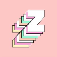 Retro 3d letter z vector pastel typography