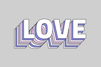 Vector love layered typography retro word