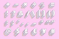 3d pastel symbol set vector retro typography