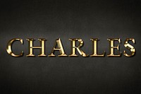 Charles typography in gold effect design element 