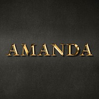 Amanda typography in gold effect design element 