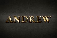 Andrew typography in gold effect design element 