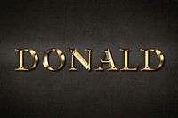 Gold Donald typography on a black background design element