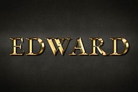 Gold Edward typography on a black background design element
