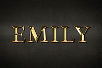 Gold Emily typography on a black background design element