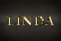 Linda typography in gold effect design element 