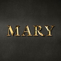 Mary typography in gold effect design element 