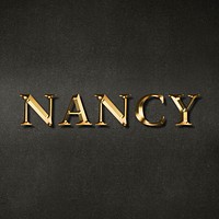 Nancy typography in gold effect design element