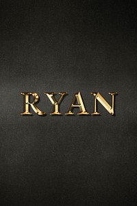 Ryan typography in gold effect design element