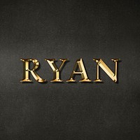 Ryan typography in gold effect design element