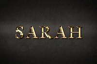 Sarah typography in gold effect design element