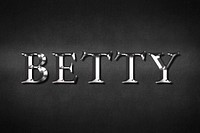 Betty typography in silver metallic effect design element 