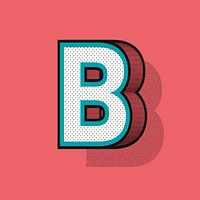 Letter B isometric halftone effect typography vector