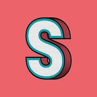Letter S 3D halftone effect typography psd