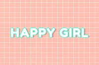 Bold happy girl word miami typography on grid background