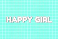 Bold neon happy girl word outline typography