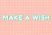 Miami font make a wish neon outline on grid background