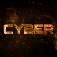 CYBER text typography brown word on black