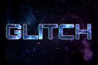 GLITCH word typography text on stellar background