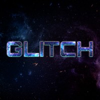 GLITCH text typography word on galaxy background