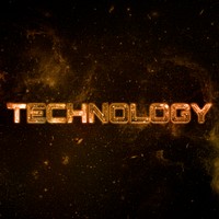 TECHNOLOGY text typography brown word on black