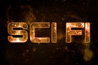 SCI FI word typography text on galaxy background