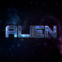 ALIEN text typography word on galaxy background