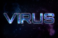 VIRUS word typography text on galaxy background