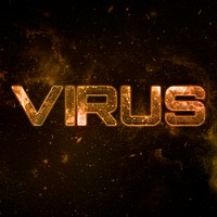 VIRUS text typography brown word on black