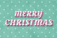 Merry Christmas text 3d vintage typography polka dot background