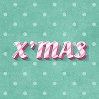 X'mas text 3d vintage typography polka dot background