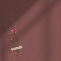 Red brown wall background shadow with flower decoration