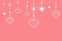 Vector hanging hearts cute pink background