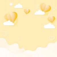 Yellow background with dangling hearts 