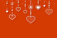 Vector hanging hearts orange festive background