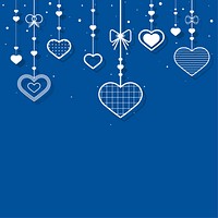 Dangling hearts blue background vector