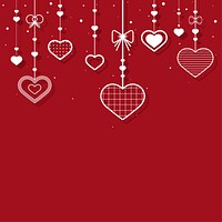 Hanging hearts red background vector