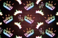 Neon crown star doodle pattern background
