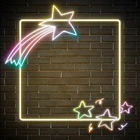 Neon frame comet star rainbow back to school doodle